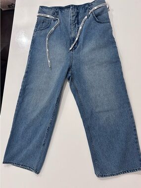 Cheap Monday Paper Bag Code Blue Shoelace Tied Cropped Jeans Women’s Medium